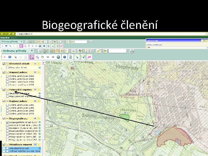 Biogeografické členění • • • Mapomat Mapa potenciální vegetace Mapa současné vegetace Mapa chráněných