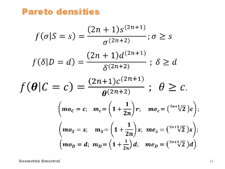 Pareto densities Geometria Amostral 14 