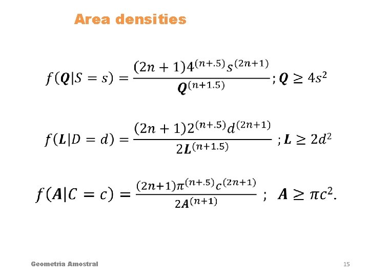 Area densities Geometria Amostral 15 