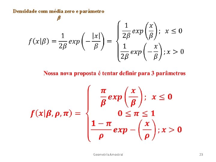 Densidade com média zero e parâmetro b Geometria Amostral 23 