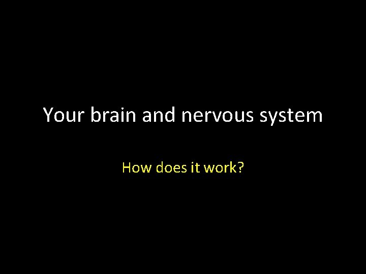 Your brain and nervous system How does it work? 