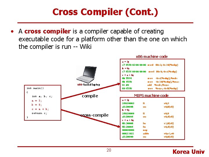 Cross Compiler (Cont. ) • A cross compiler is a compiler capable of creating