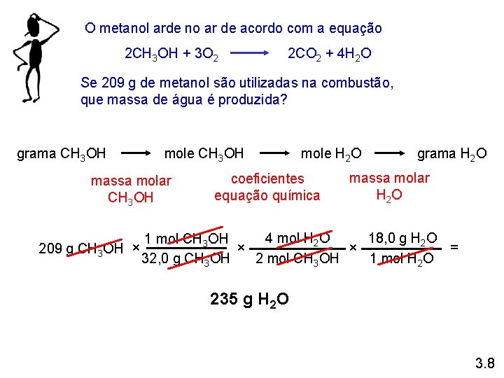 O metanol arde no ar de acordo com a equação 2 CH 3 OH