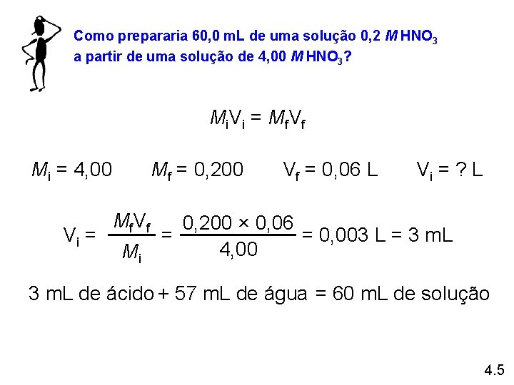 Como prepararia 60, 0 m. L de uma solução 0, 2 M HNO 3