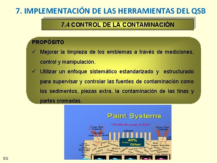 7. IMPLEMENTACIÓN DE LAS HERRAMIENTAS DEL QSB 7. 4 CONTROL DE LA CONTAMINACIÓN PROPÓSITO