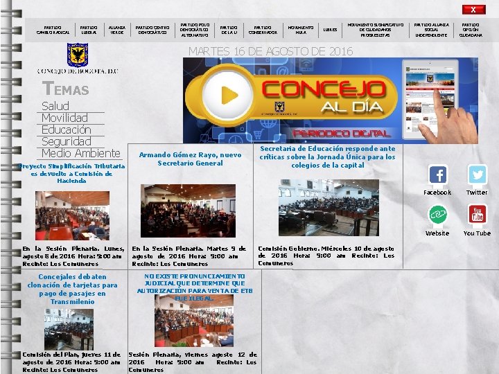 X PARTIDO CAMBIO RADICAL PARTIDO LIBERAL ALIANZA VERDE PARTIDO CENTRO DEMOCRÁTICO PARTIDO POLO DEMOCRÁTICO