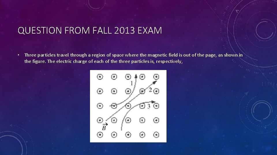 QUESTION FROM FALL 2013 EXAM • Three particles travel through a region of space