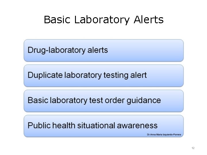 Basic Laboratory Alerts 12 