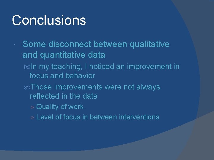 Quantitative Conclusion Example Movement in the Classroom Investigating Connections between Periodic