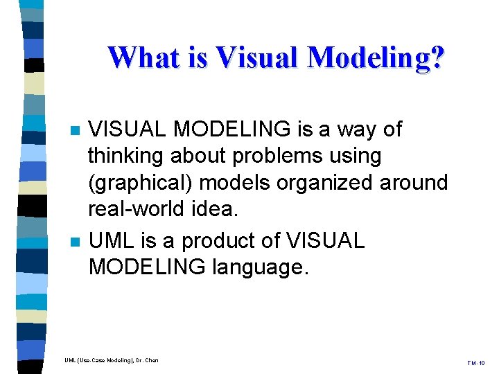 What is Visual Modeling? n n VISUAL MODELING is a way of thinking about What is Visual Modeling? n n VISUAL MODELING is a way of thinking about