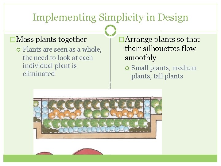 Implementing Simplicity in Design �Mass plants together Plants are seen as a whole, the