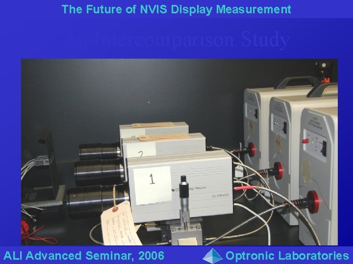 The Future of NVIS Display Measurement An Intercomparison Study ALI Advanced Seminar, 2006 Optronic