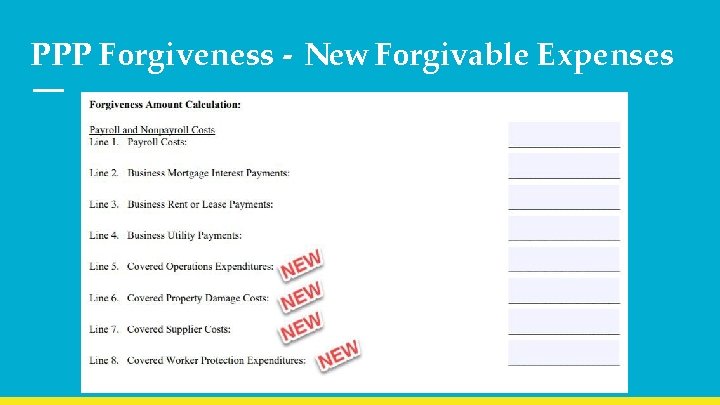 PPP Forgiveness - New Forgivable Expenses 