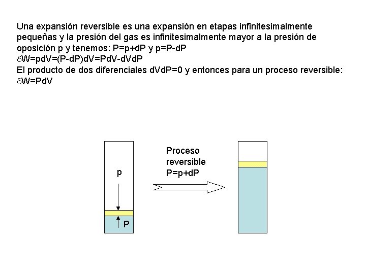 Una expansión reversible es una expansión en etapas infinitesimalmente pequeñas y la presión del