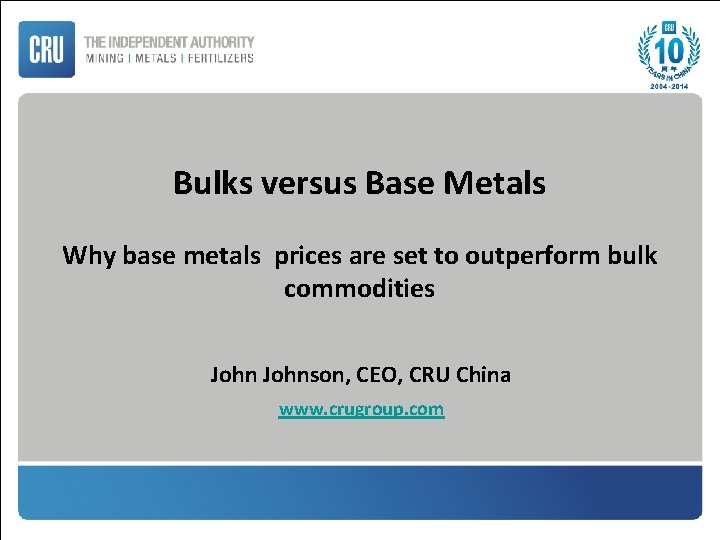 Bulks versus Base Metals Why base metals prices are set to outperform bulk commodities