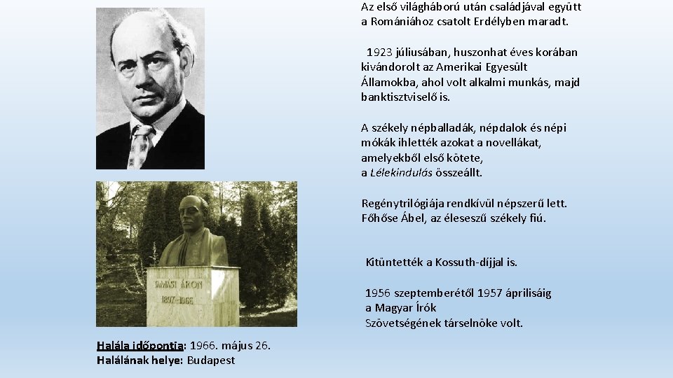 Az első világháború után családjával együtt a Romániához csatolt Erdélyben maradt. 1923 júliusában, huszonhat