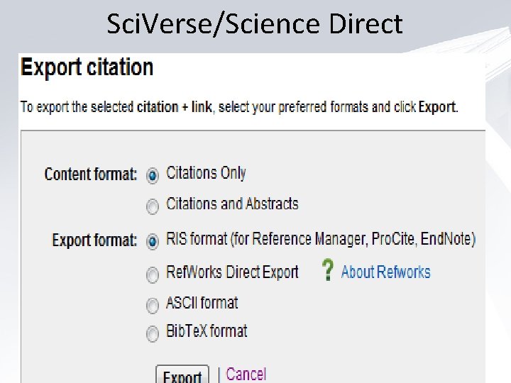 . Sci. Verse/Science Direct 