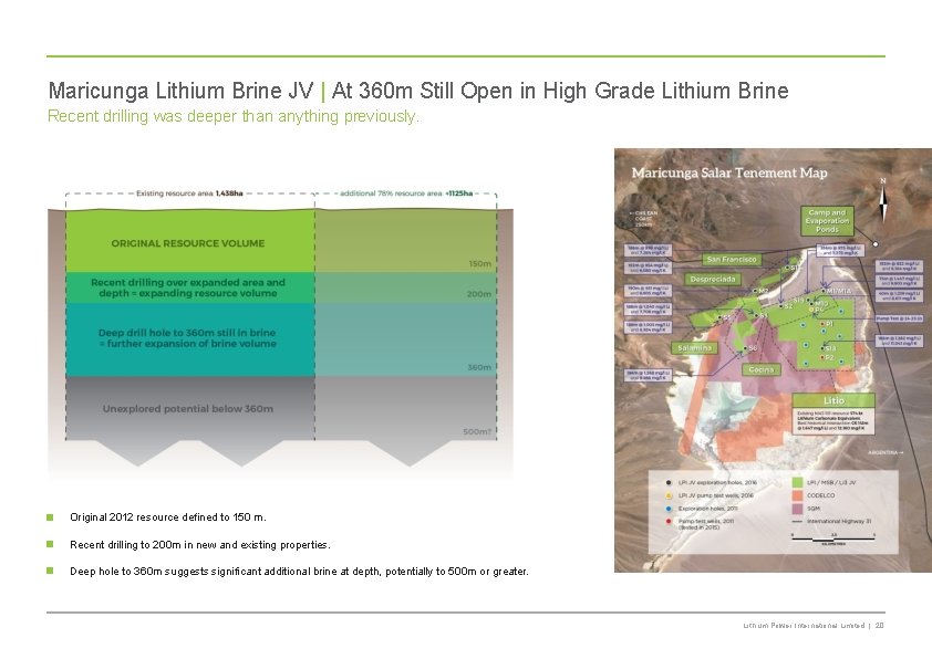 Maricunga Lithium Brine JV | At 360 m Still Open in High Grade Lithium