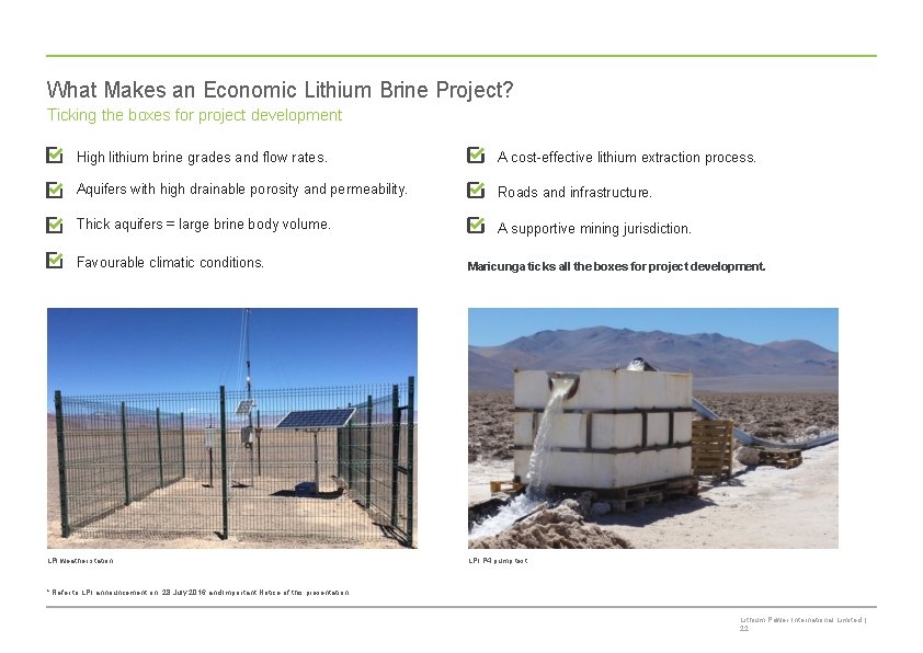 What Makes an Economic Lithium Brine Project? Ticking the boxes for project development High