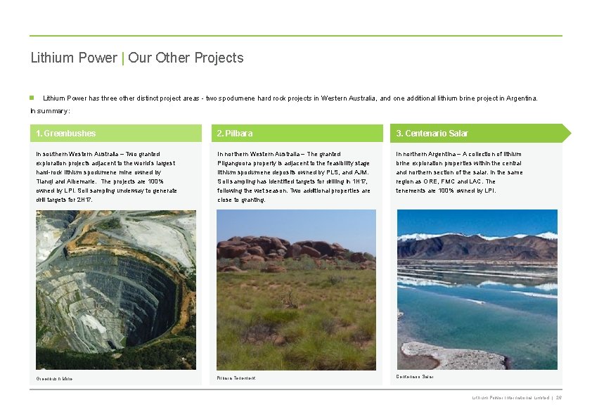 Lithium Power | Our Other Projects Lithium Power has three other distinct project areas