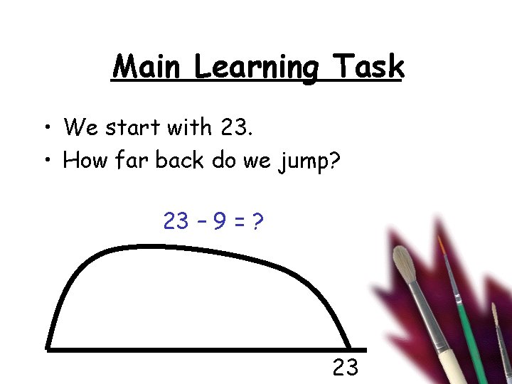 Main Learning Task • We start with 23. • How far back do we