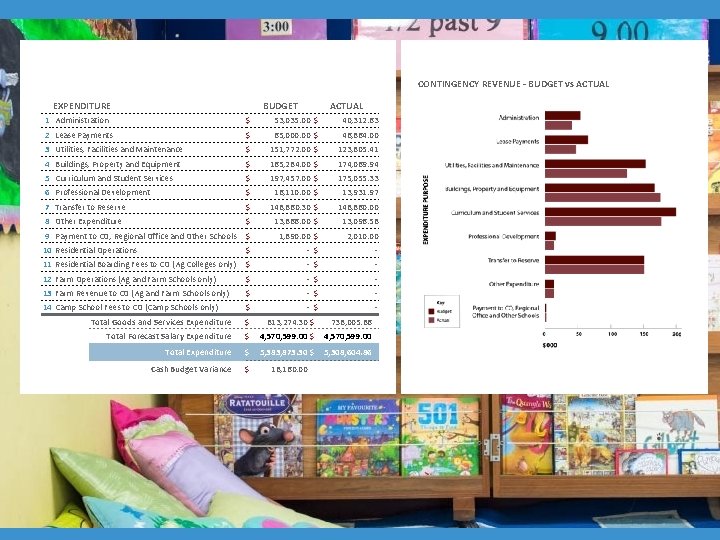 CONTINGENCY REVENUE – BUDGET vs ACTUAL EXPENDITURE BUDGET ACTUAL 1 Administration $ 53, 035.