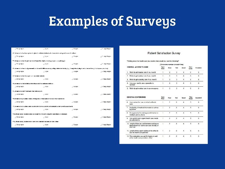 Examples of Surveys 