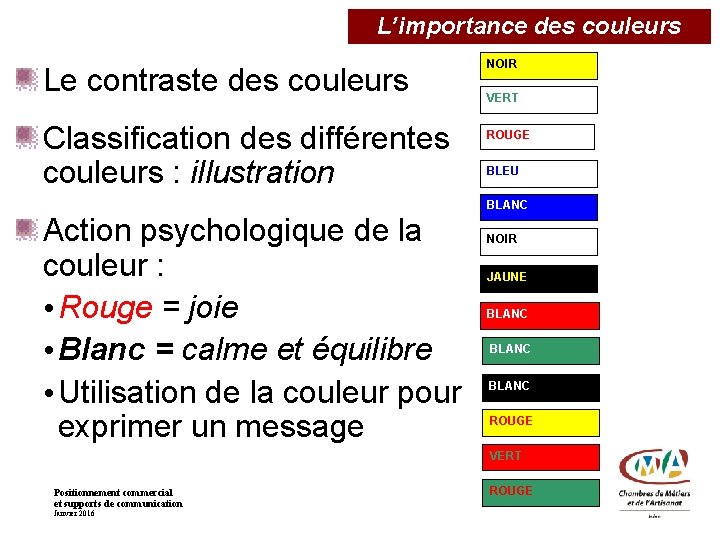 L’importance des couleurs Le contraste des couleurs Classification des différentes couleurs : illustration NOIR