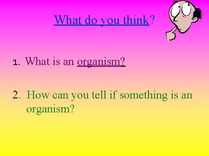 What do you think? 1. What is an organism? 2. How can you tell