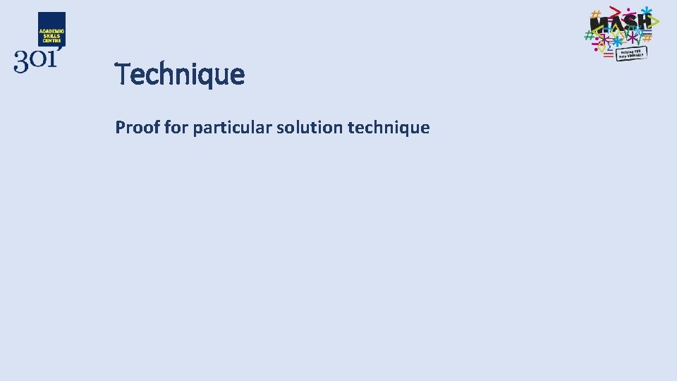 Technique Proof for particular solution technique 