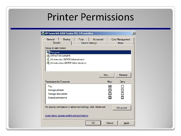 Printer Permissions 
