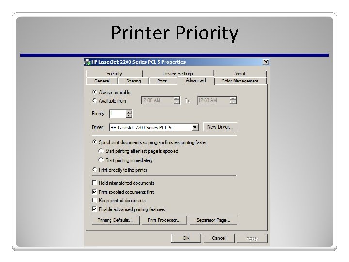 Printer Priority 
