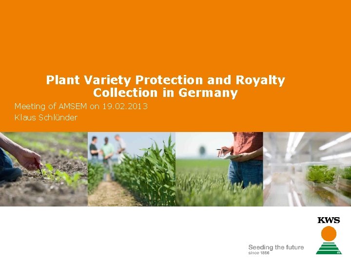 Plant Variety Protection and Royalty Collection in Germany Meeting of AMSEM on 19. 02.