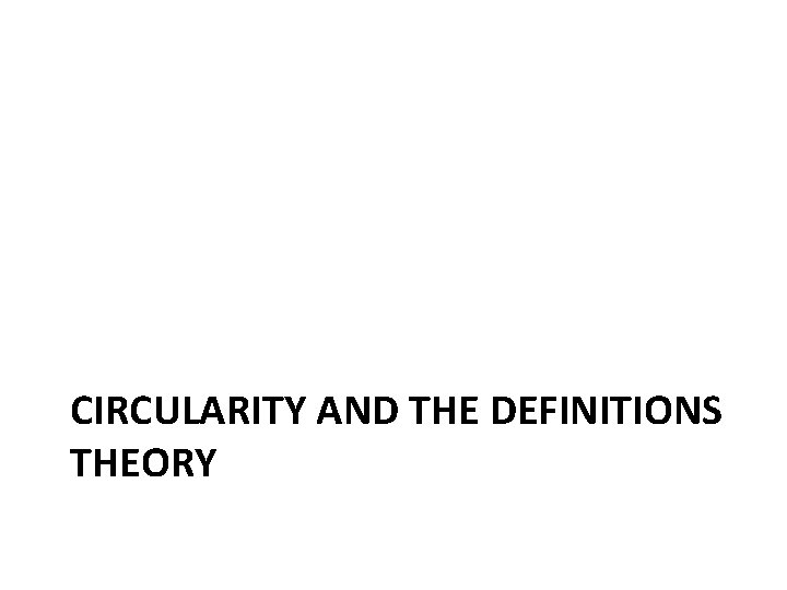 CIRCULARITY AND THE DEFINITIONS THEORY 