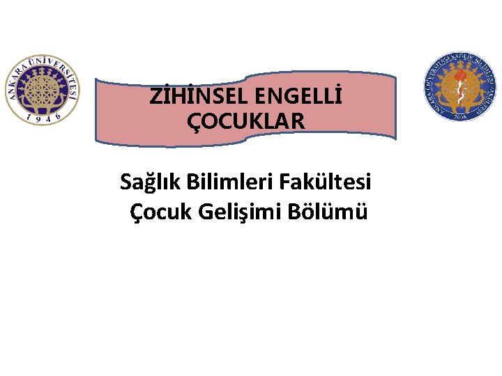 ZİHİNSEL ENGELLİ ÇOCUKLAR Sağlık Bilimleri Fakültesi Çocuk Gelişimi Bölümü 