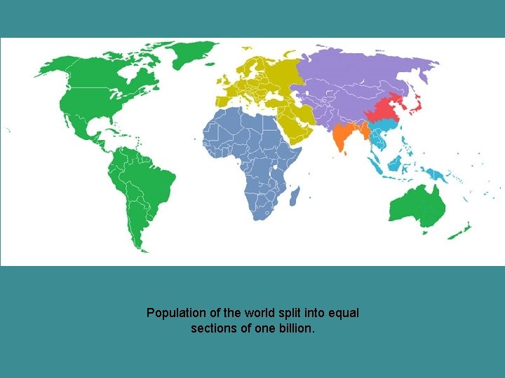 Population of the world split into equal sections of one billion. 