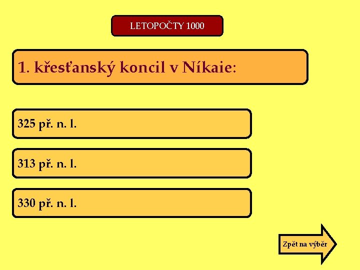 LETOPOČTY 1000 1. křesťanský koncil v Níkaie: 325 př. n. l. 313 př. n.