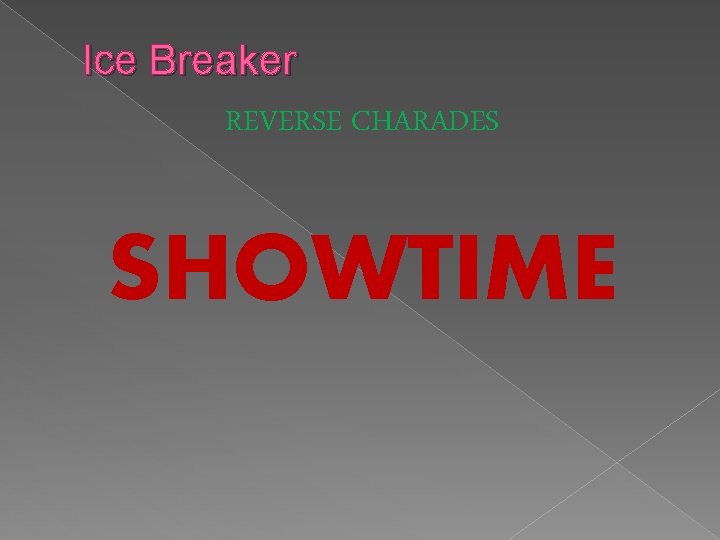 Ice Breaker REVERSE CHARADES SHOWTIME 