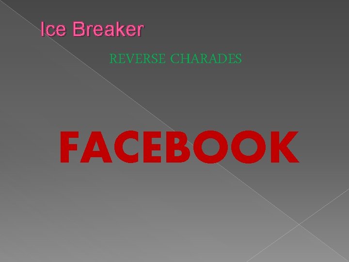 Ice Breaker REVERSE CHARADES FACEBOOK 