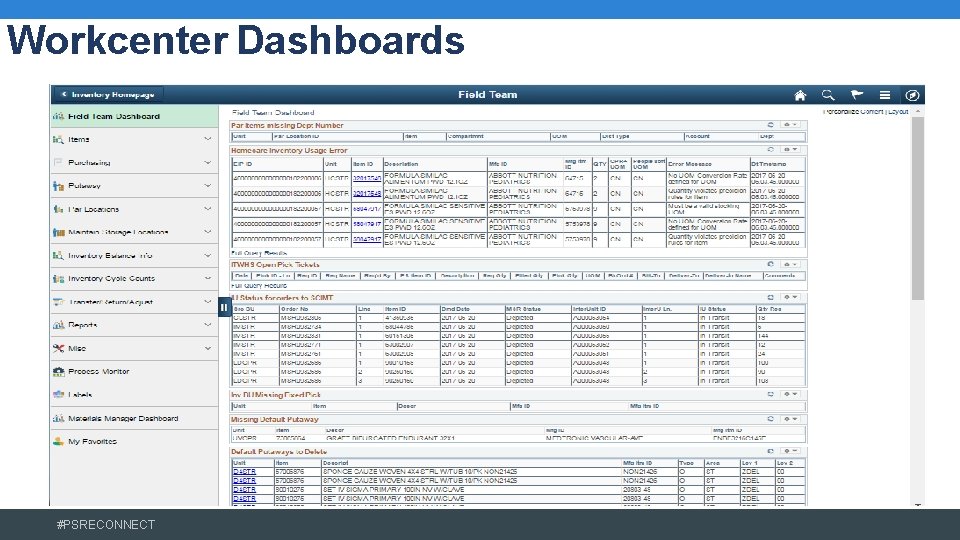 Workcenter Dashboards #PSRECONNECT 