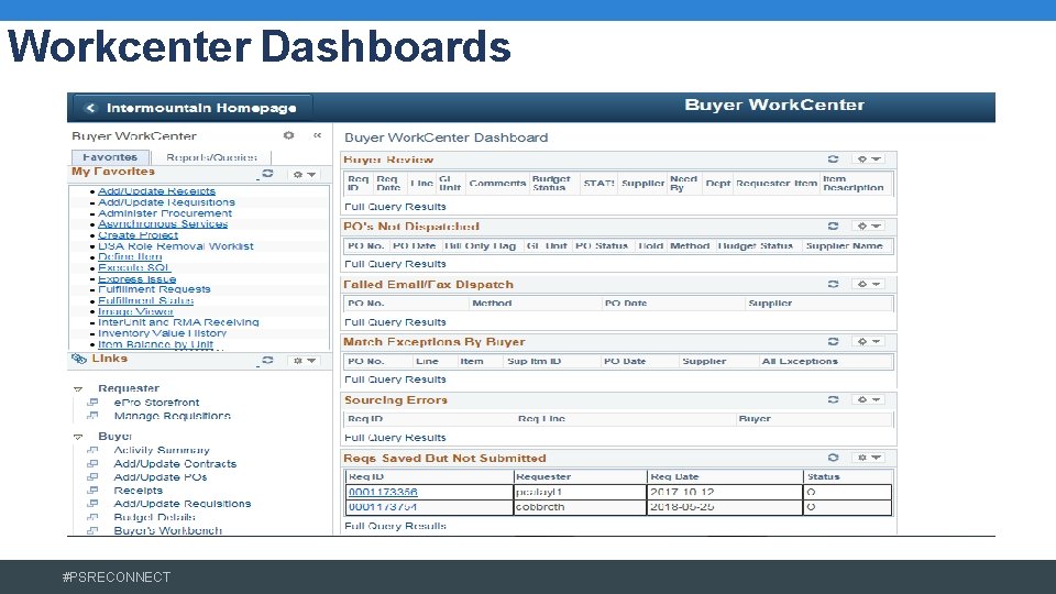 Workcenter Dashboards #PSRECONNECT 