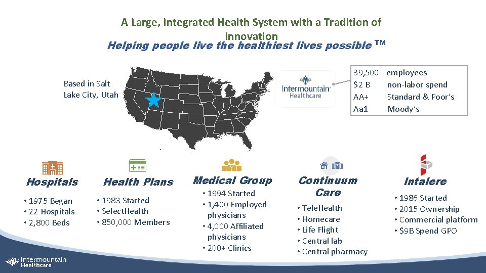 A Large, Integrated Health System with a Tradition of Innovation TM Helping people live