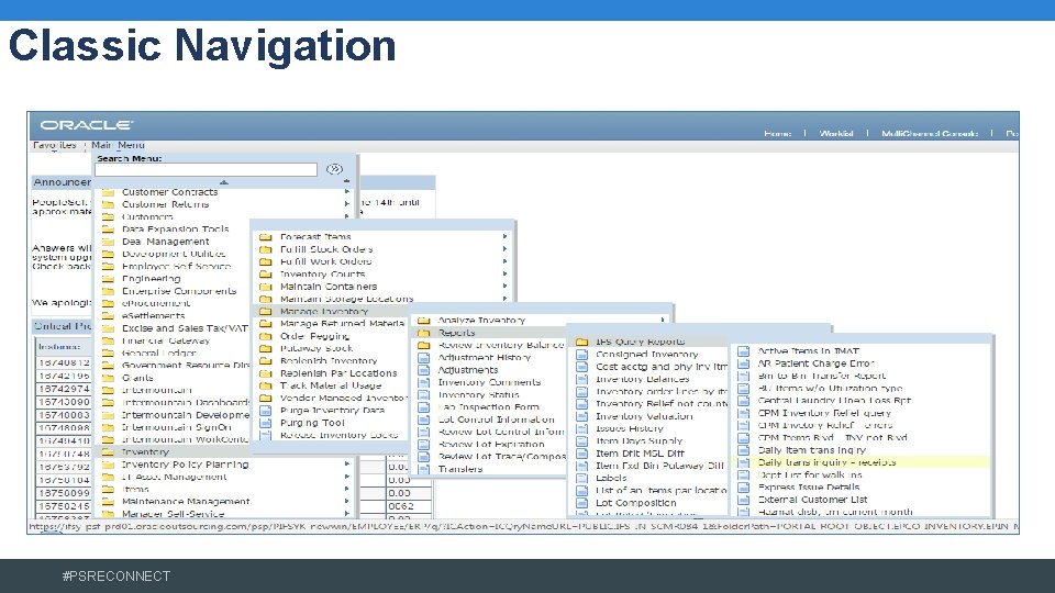 Classic Navigation #PSRECONNECT 