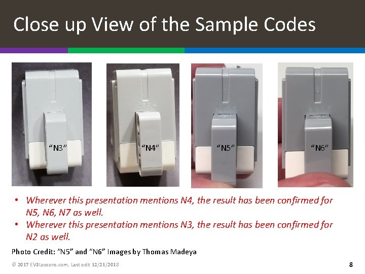 Close up View of the Sample Codes “N 3” “N 4” “N 5” “N