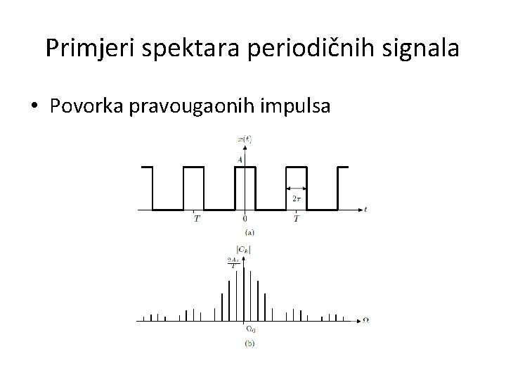 Primjeri spektara periodičnih signala • Povorka pravougaonih impulsa 