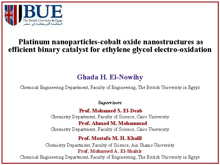 Platinum nanoparticles-cobalt oxide nanostructures as efficient binary catalyst for ethylene glycol electro-oxidation Ghada H.
