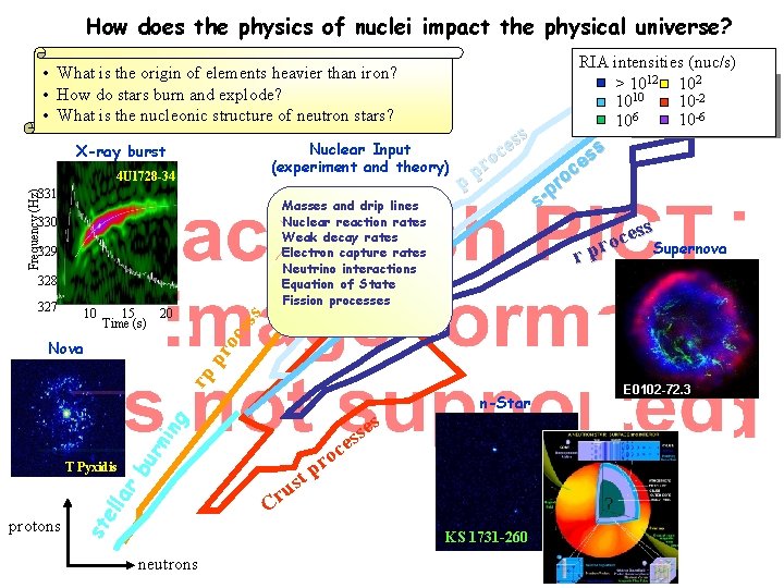 How does the physics of nuclei impact the physical universe? • What is the