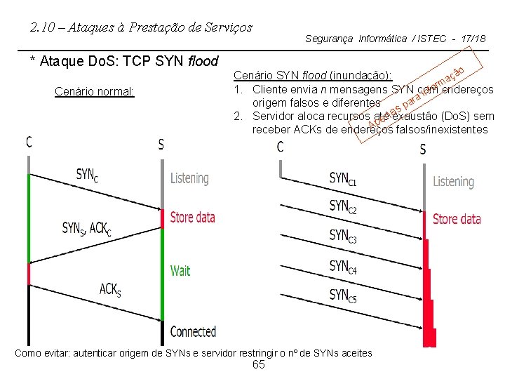 2. 10 – Ataques à Prestação de Serviços * Ataque Do. S: TCP SYN