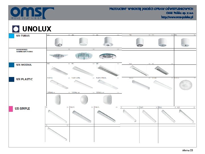 PRODUCENT WYSOKIEJ JAKOŚCI OPRAW OŚWIETLENIOWYCH OMS Polska sp. z o. o. http: //www. oms-polska.