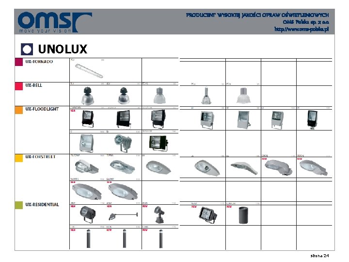 PRODUCENT WYSOKIEJ JAKOŚCI OPRAW OŚWIETLENIOWYCH OMS Polska sp. z o. o. http: //www. oms-polska.